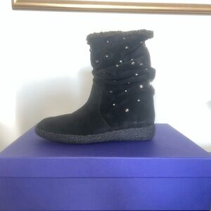 Chic Black Suede Boots with Studs